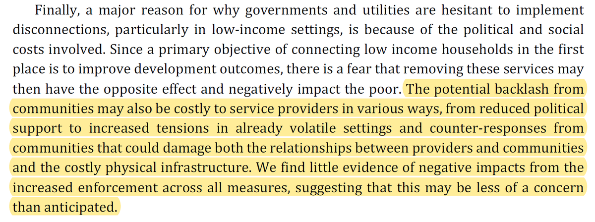 Also: "community activism" is basically made synonymous with "political costs", ie people protesting water cut-offs. Lack of "political costs" is portrayed as a good outcome. So we should be happy about lack of democratic engagement from tenants having services cut off?(5/9)