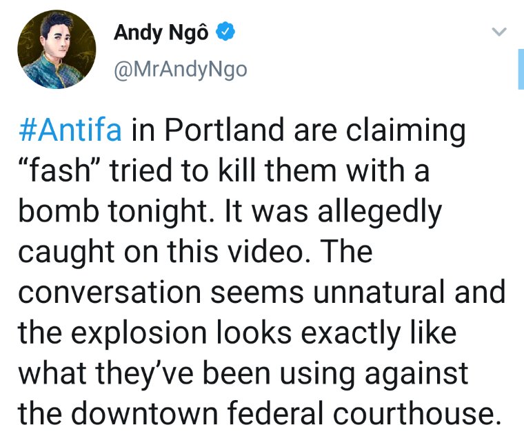 Ngo, for his part, is pushing a conspiracy theory that last night's bomb attack was fake... And his fans of course respond by calling for the protesters to be killed