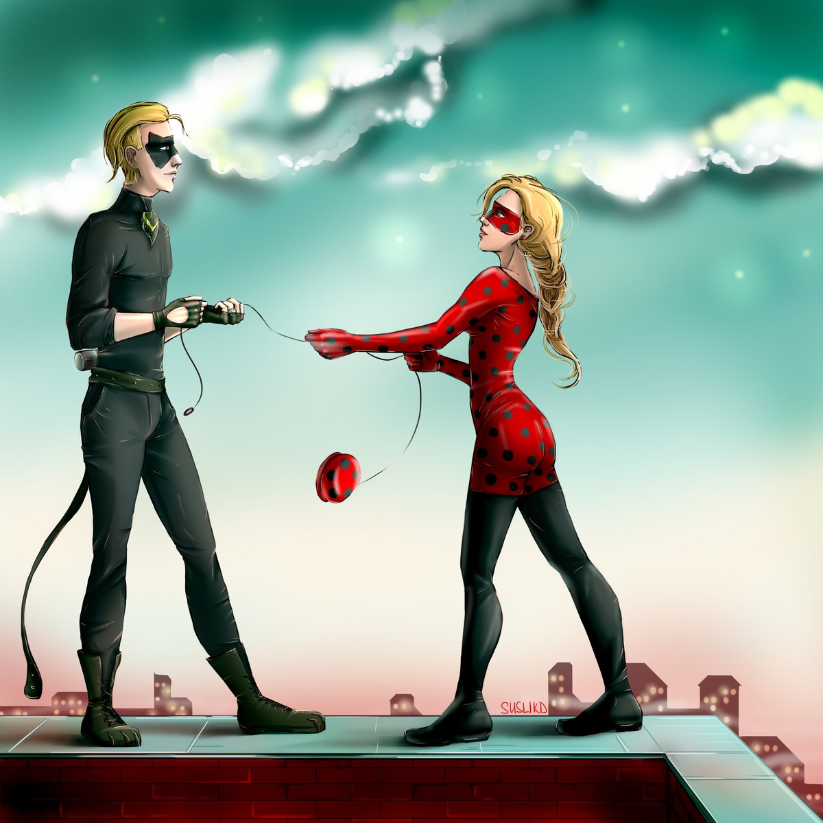 Suslikd I Was Really Inspired By One Fic So Here Is A Drawing Of Gabriel Agreste And Emilie Agreste As Chat Noir And Ladybug What A Cute Couple