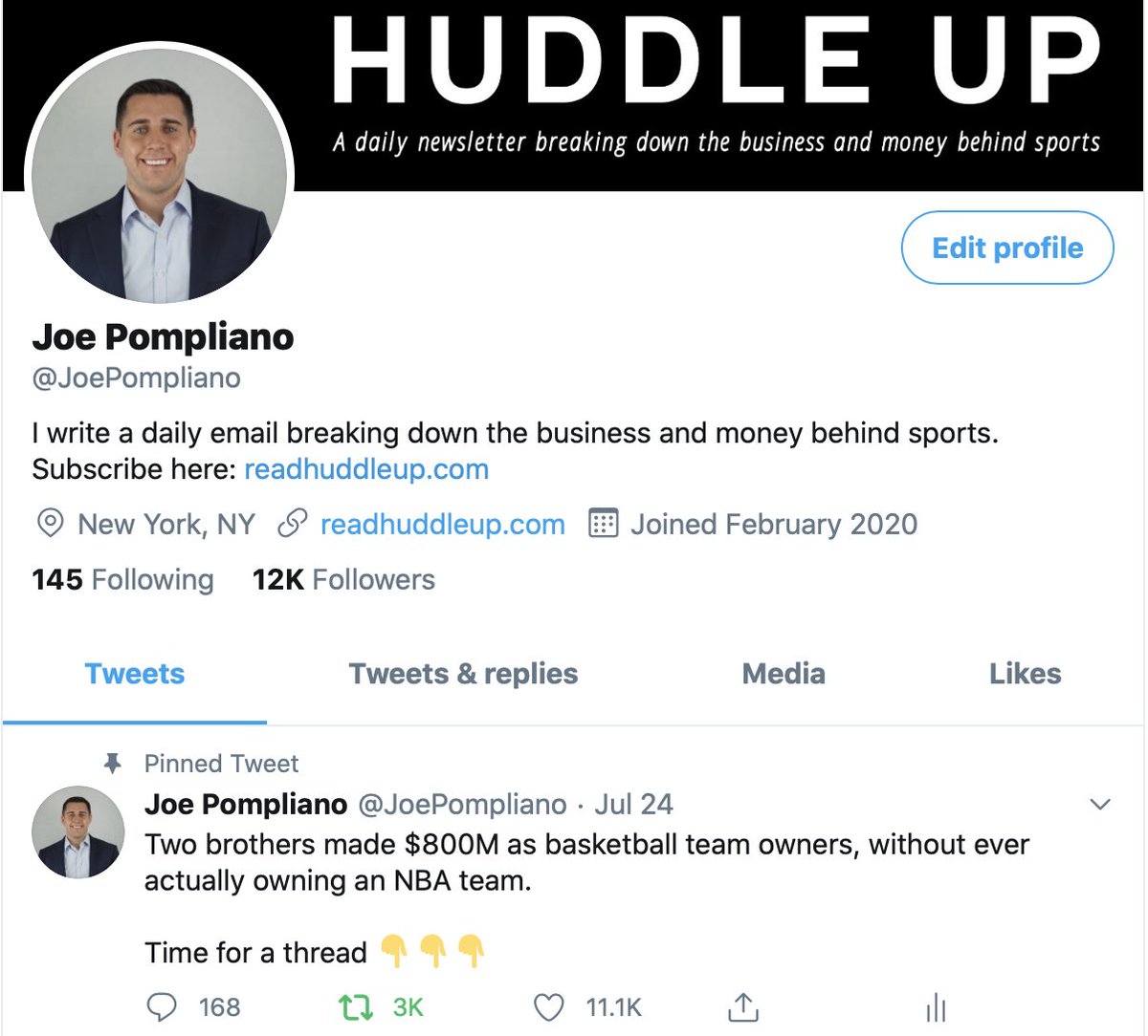 5) Pin your most engaged tweet.This will automatically give readers a feeling of legitimacy when they visit your profile.My visitors are instantly greeted with a clear description of the value I provide, my newsletter link, and a viral tweet for validity.