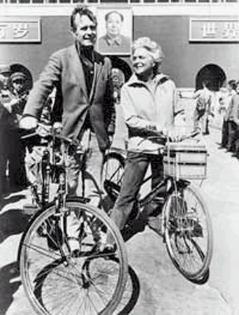 Next up is George H. Bush. Here's George and Barbara riding bikes in China where he received the nickname of the bicycle riding envoy in the 70s. Source:  https://www.chinadaily.com.cn/china/09usofficials/2009-05/31/content_7956346.htm