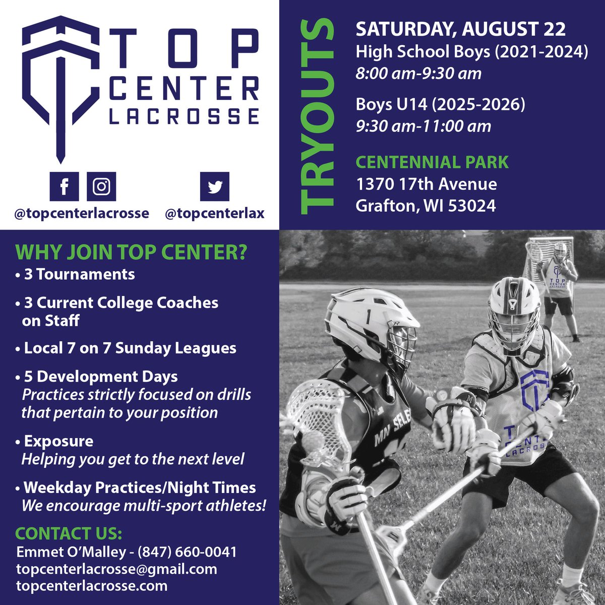 Mark it on your calendars! We look forward to seeing you on August 22nd!

Link below:
topcenterlacrosse.sportngin.com/register/form/…