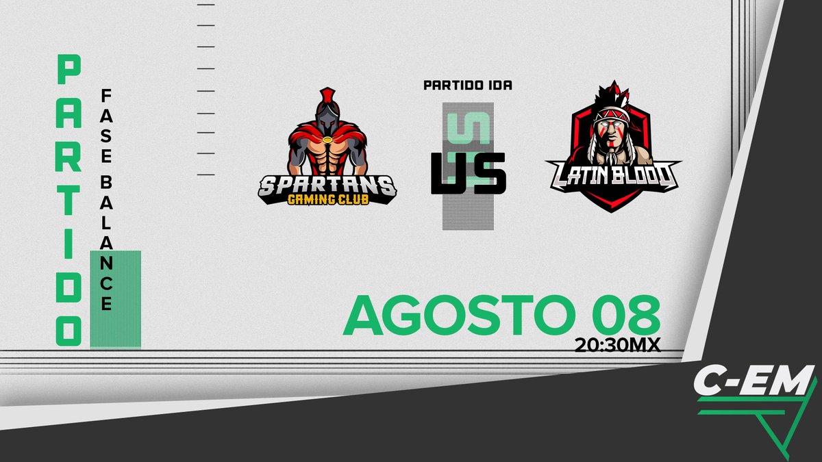 #CEM ⌠ Match day

Llegó la siguiente fase, ganar el partido de ida será muy beneficioso para llegar más cómodo al siguiente encuentro.

🏆 Partido de ida

⚔️ @Shark_KFZ 🆚 @RaidersGamingGG 
⏰ 19:30🇲🇽▪️ 21:30🇦🇷

⚔️ <a href="/TeamSpartansTM/">Spartans Gaming</a> 🆚 @TeamLatinBlood  
⏰ 20:30🇲🇽▪️ 22:30🇦🇷