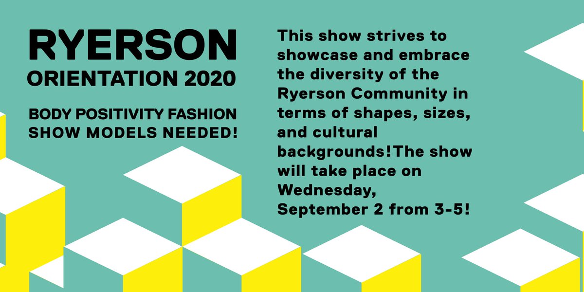 We're looking for participants for the 4th Annual Body Positive Show! This show highlights the diversity of the Ryerson Community. The show takes place Sept 2, but we're looking for models right now! Click the link for more: docs.google.com/forms/d/11LTV8…