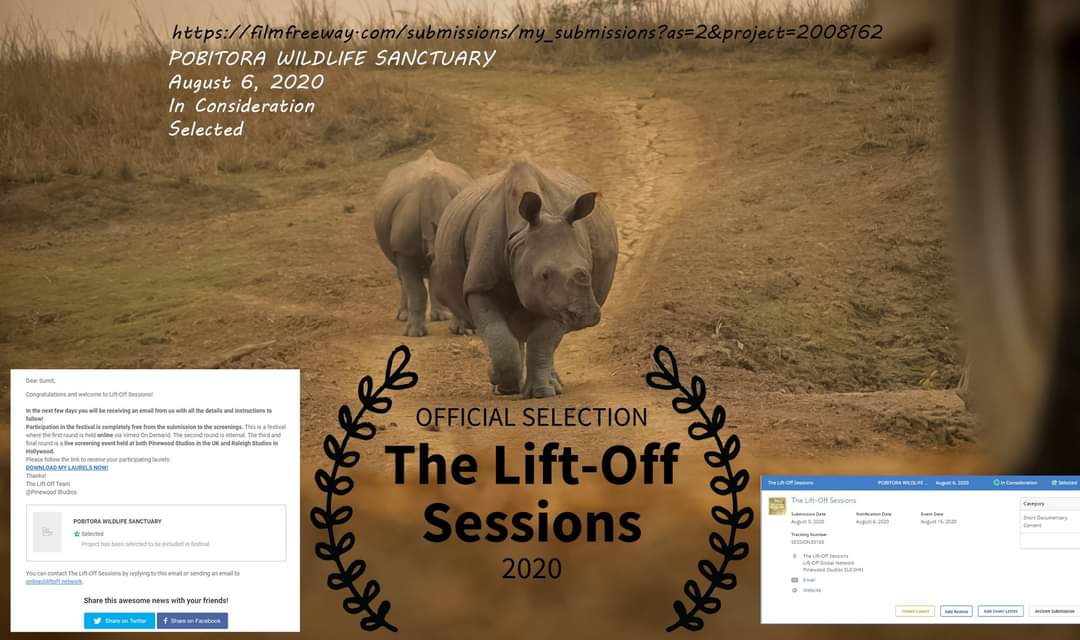 SumitBa76271122's tweet photo. My Annother Achievement in 2020
Pobitora Wildlife Documentary Film has been selected Lift- Off Sessions 2020 UK
Film festival.
Do Support Us
Travelographer Journey https://t.co/9DThDWJ4p5