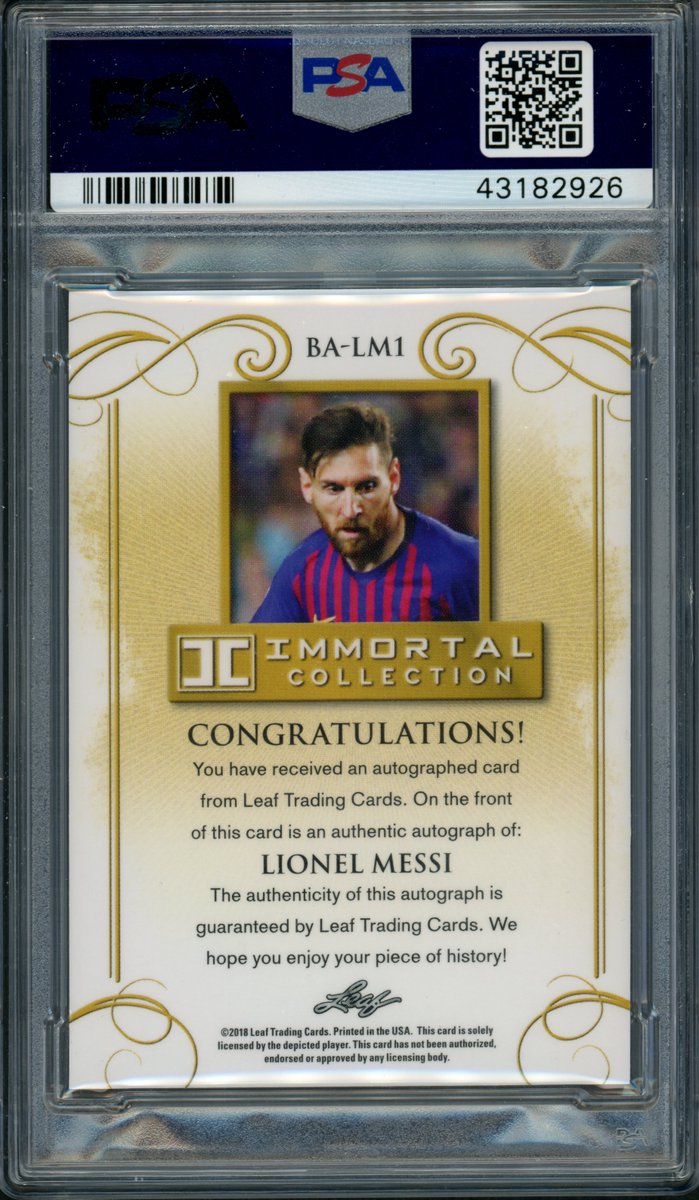 DamianDROB's tweet photo. @FCBarcelona and #Messi are playing, 2 of my #MessiCollection favorite auto cards with the #Barca jersey 2019 @PaniniAmerica obsidian 2/15 &amp; 2018 @Leaf_Cards IMMORTAL 2/2 both @PSAcard 10 #TheHobby @ChampionsLeague https://t.co/4hUF7AHuyU
