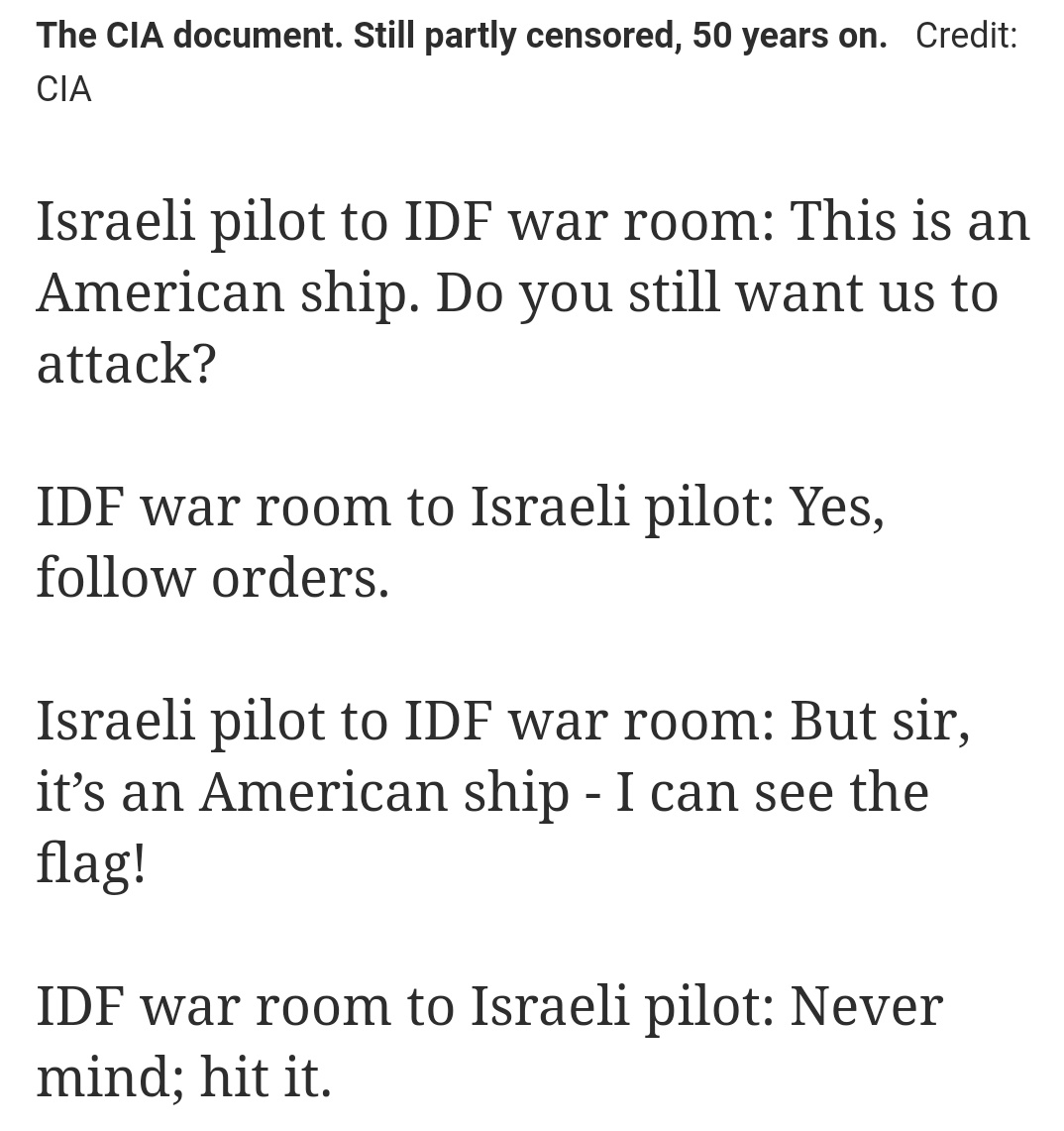 5)(June 8, 1967) Israel attacked the USS Liberty killing 34 Americans