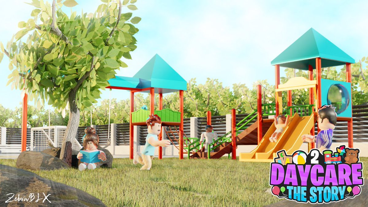 Zebra On Twitter Here Is The Final Piece Of Thumbnail For Daycare 2 An Upcoming Game By Muneebparwazmp Took Me A Lot Of Time To Render With All These Trees And Grass - daycare story roblox