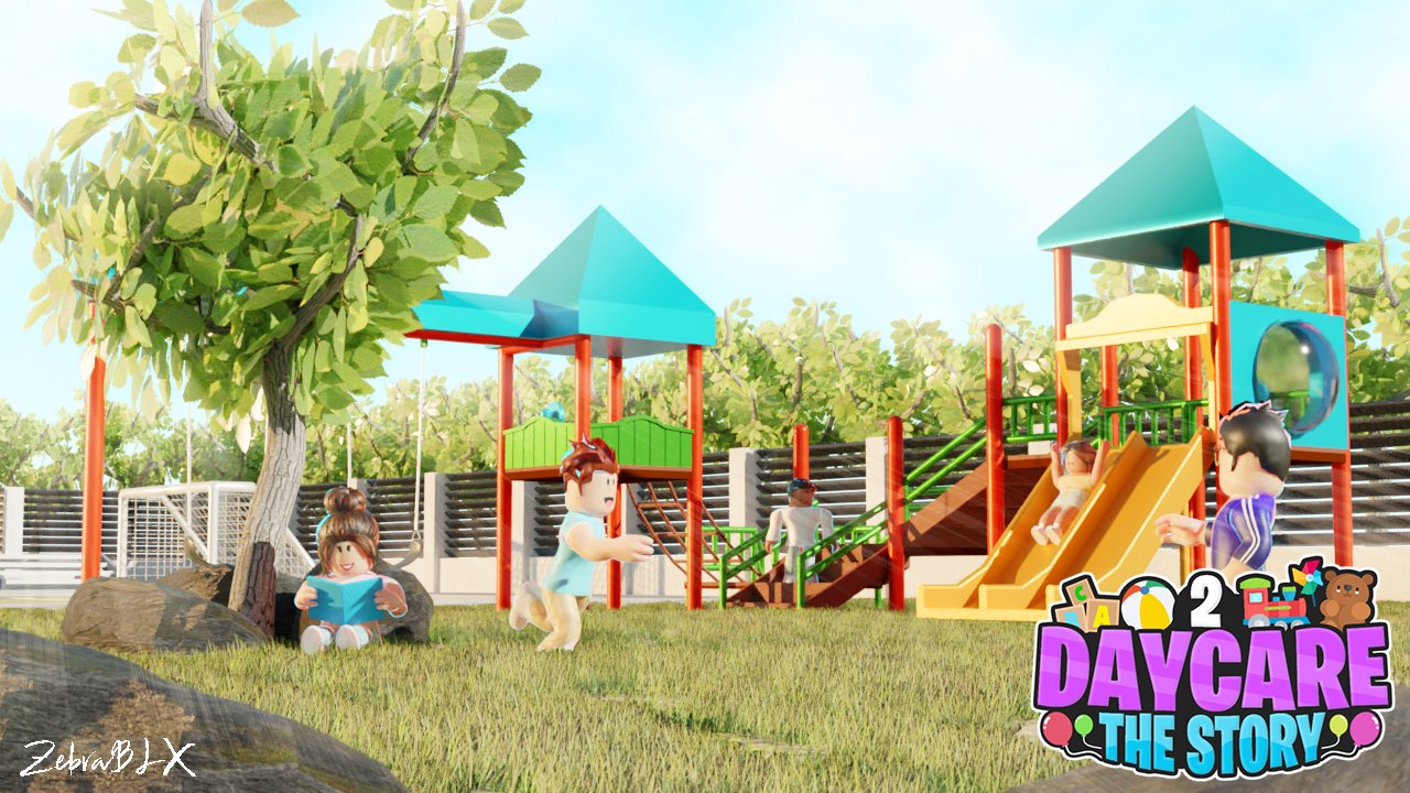 Zebra On Twitter Here Is The Final Piece Of Thumbnail For Daycare 2 An Upcoming Game By Muneebparwazmp Took Me A Lot Of Time To Render With All These Trees And Grass - roblox daycare 2 sarah