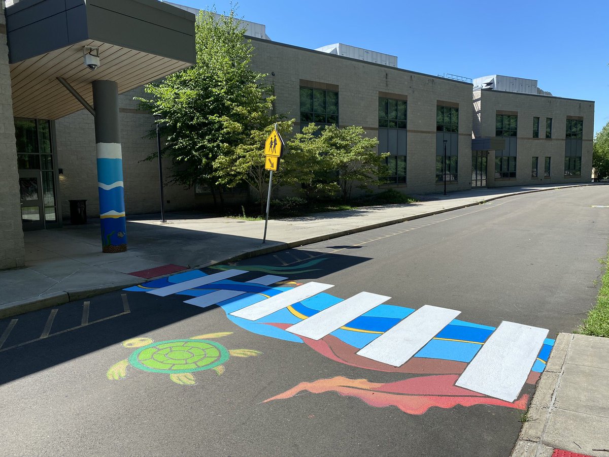 lof_art's tweet image. Paining the crosswalk at #BishopWoodsSchool for a nice welcome back when school starts back up!