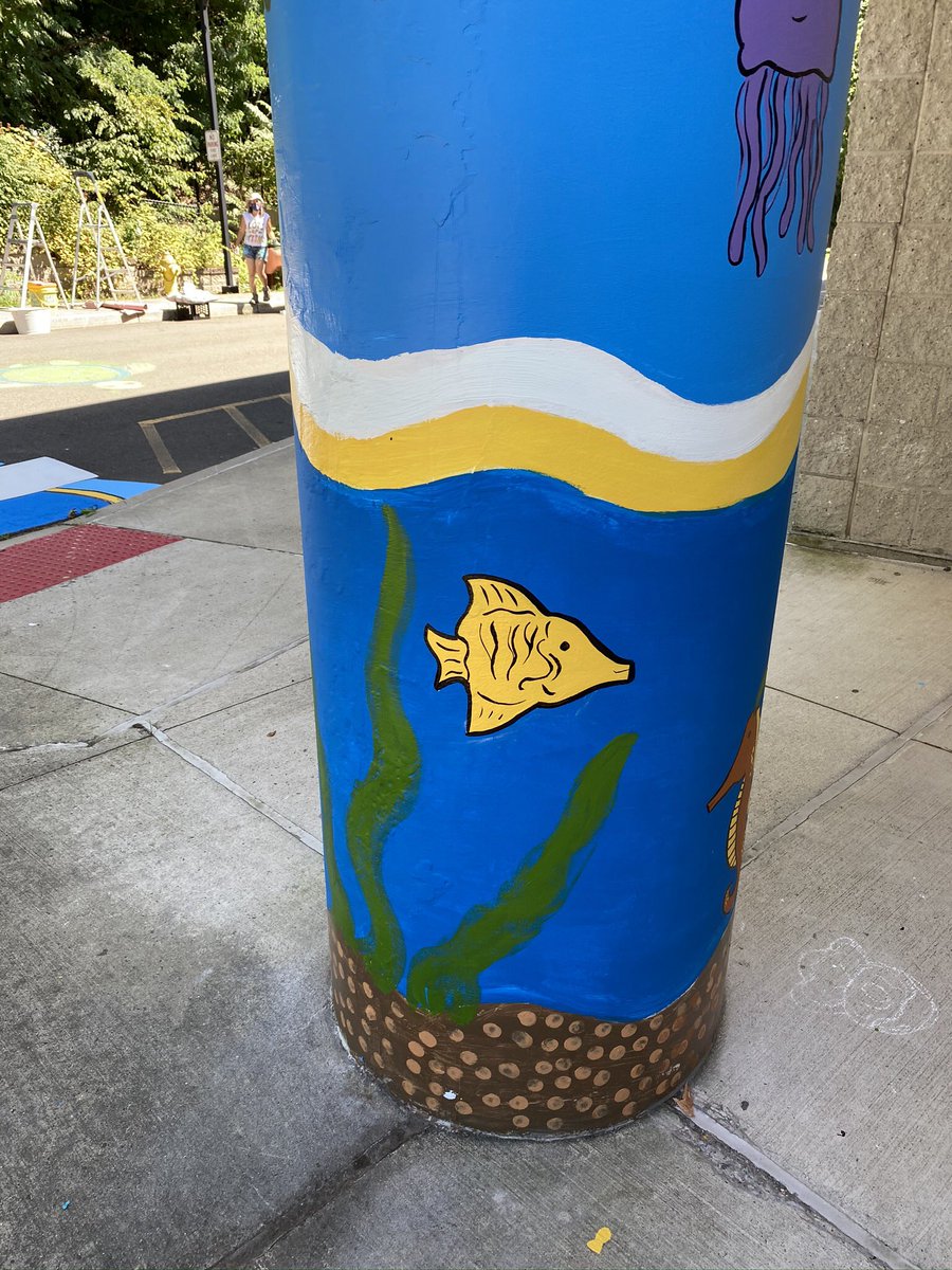 lof_art's tweet image. Paining the crosswalk at #BishopWoodsSchool for a nice welcome back when school starts back up!