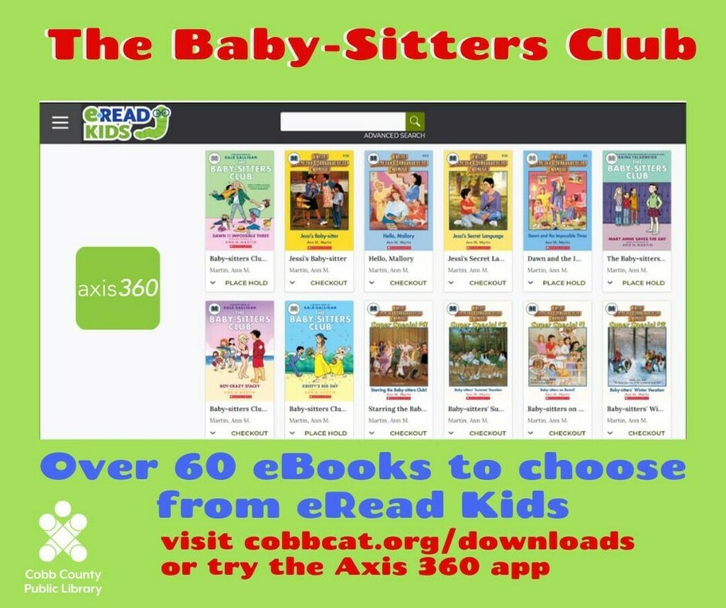 cobblibrary's tweet image. Need to brush up on your #BabySittersClub before you binge it on Netflix? Or have you already watched it and now you're nostalgic for the books? Find over 60 Baby-Sitters Club eBooks on eReadKids!
.
cobbcat.org/downloads
.
#gettingthegangbacktogether… instagr.am/p/CDpBekhAA-l/