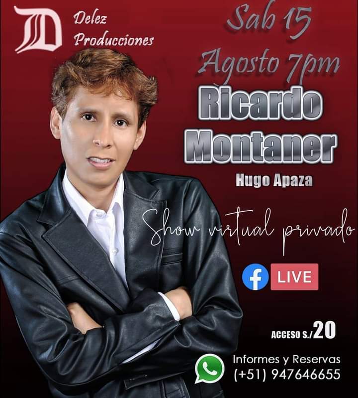 HugoApaza27's tweet photo. 🚨 PRIMER CONCIERTO EN VIVO 🚨
TRIBUTO A RICARDO MONTANER
🔥 SABADO 15 DE AGOSTO🔥
🕛7:00pm
Para conseguir tu entrada comunicate al whatsapp: 947646655.
Los espero para compartir los mejores temas del Maestro Ricardo Montaner.
...No se lo pueden perder! 🙋‍♂️👍 https://t.co/5NpYl2Wudp