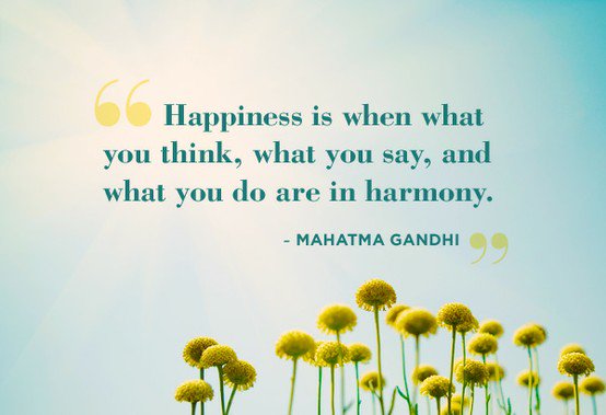LeadersBest's tweet photo. Happiness is when what you
think, what you say, and what
you do are in harmony.
--- Mahatma Gandhi 

#happiness https://t.co/PrHze7gFIc