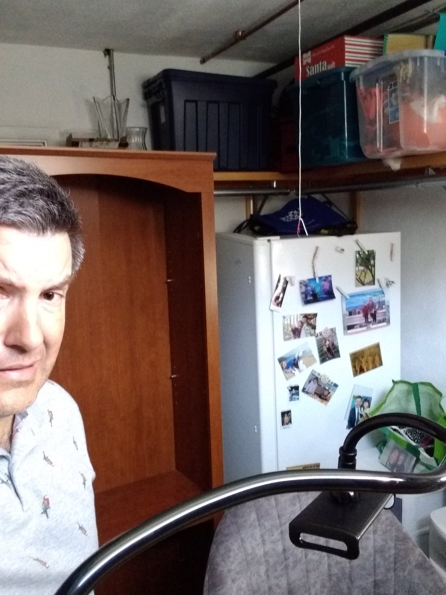 JonathanCBorck's tweet photo. Starting to transform a basement storage closet into a credible, attractive remote teaching space. Plausible? Or hopeless? #api201 https://t.co/jx4yoL2UVv