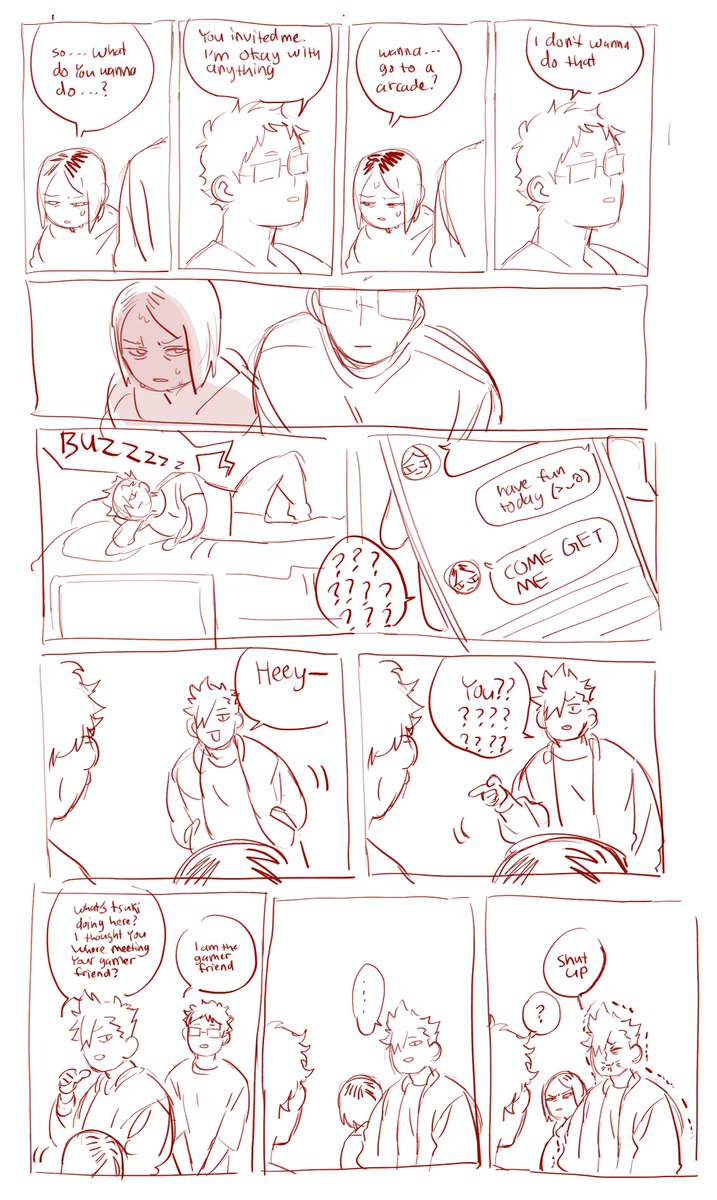 here is a old sloppy comic about kenma meeting a online gamer friend I doodled last year 