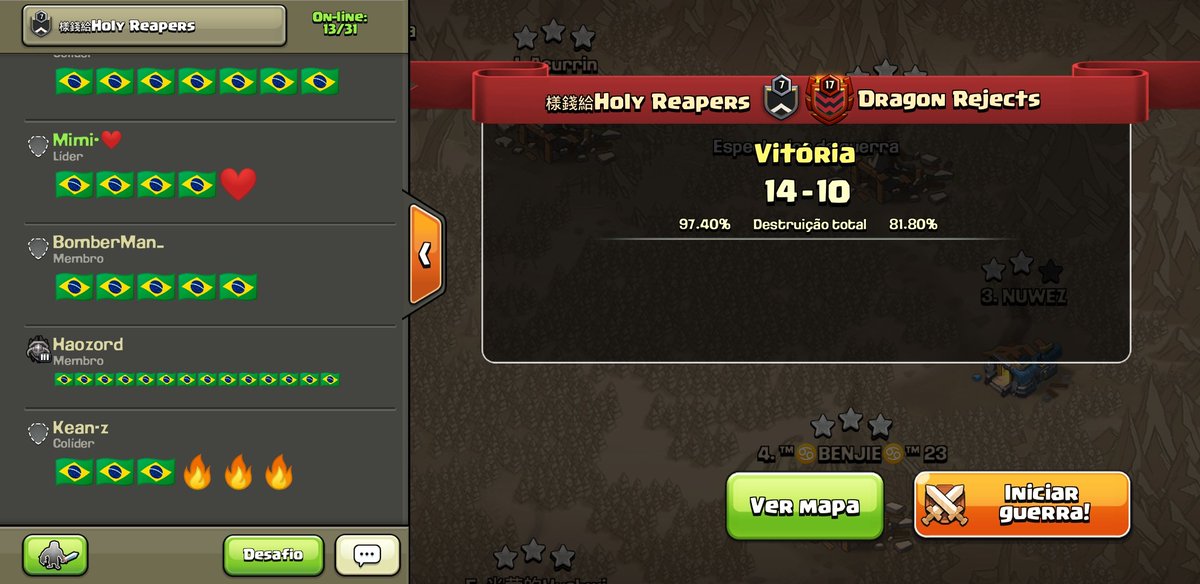 🏆 Final MLCW mwl 🇧🇷🔥🤗🥰⚡
Parabéns a todos !! Foi uma temporada incrível, grandes experiências. Tivemos oportunidade de competir com vários clãs op, e é com grande orgulho que trazemos o primeiro título p casa! 🇧🇷 🏆 GG guys <a href="/Dragon_Rejects/">Dragon Rejects</a> <a href="/MinerLeagueCW/">MLCW</a> 
#GOHR