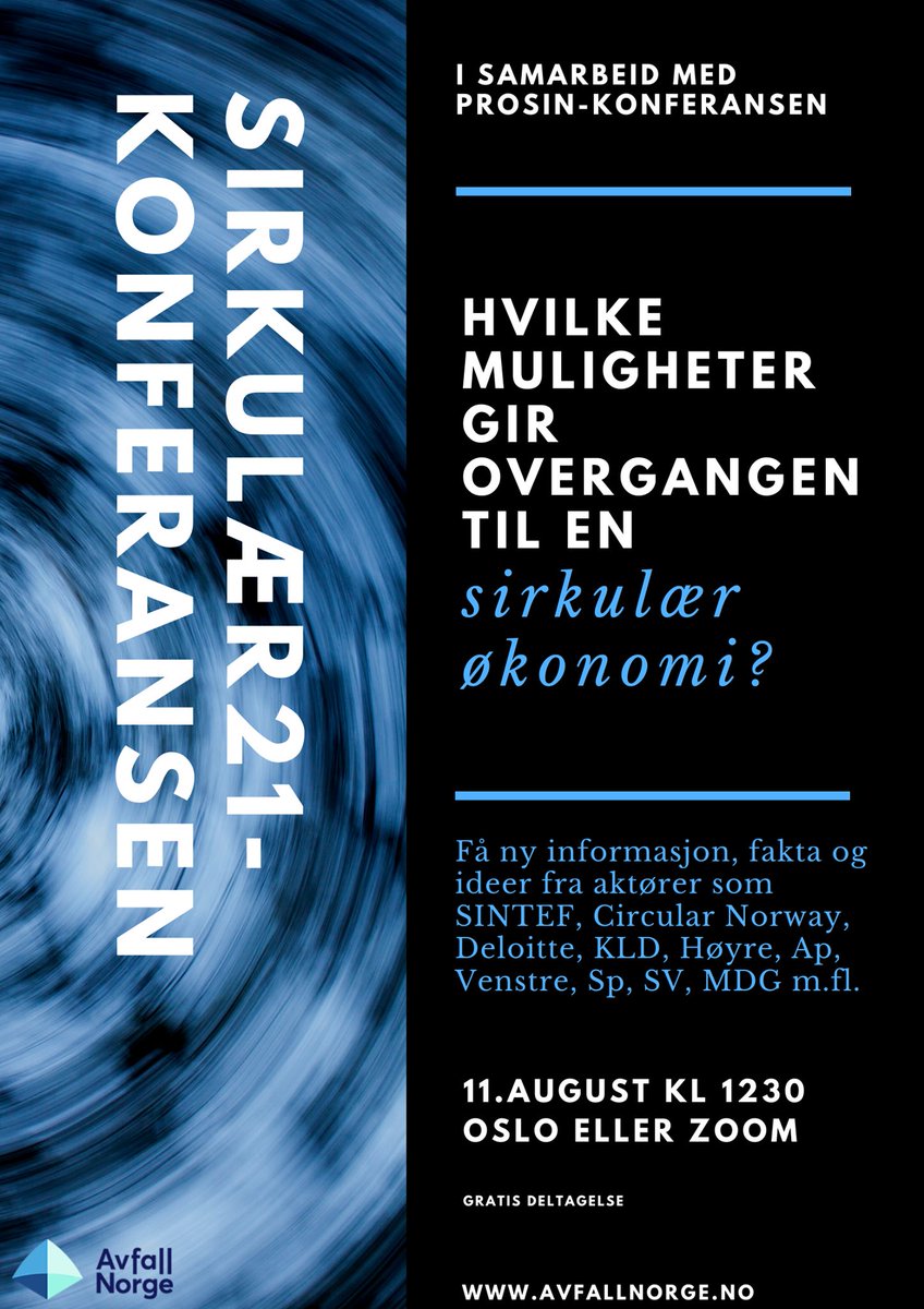 HotspotNordic's tweet photo. #PROSIN Conference 2020, Aug. 10-11.
Day 1 (Monday): 17:00-19:15. Day 2, 9:00-11:30: #circularrealignment with a debate/presentation of the #Process21 #report on the #circulareconomy https://t.co/wqSoQktbP2
Aug. 11, 12:30-19:00: @AvfallNorge #Sirkulær21 https://t.co/1zXlOV5Euq 🇳🇴 https://t.co/Djag6REbay
