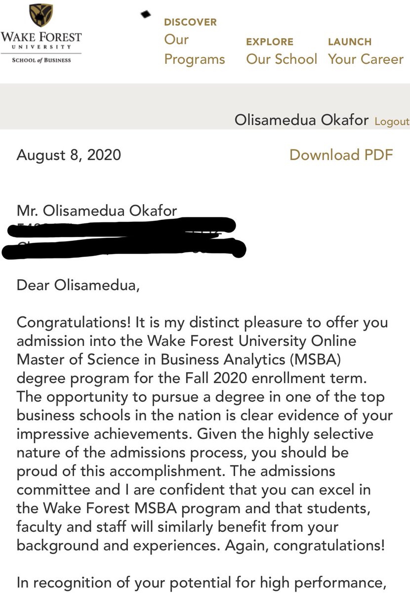 DionFromOH's tweet photo. Iβm happy to announce that I will be pursing my Masters of Science in Business Analytics at @WakeForest next month! #WakeWill π© https://t.co/oe7cArvCNU