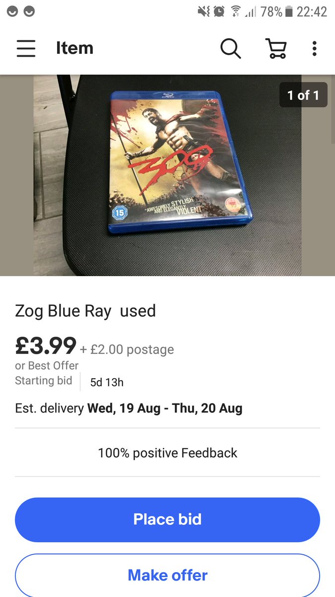 RhiannonRonso's tweet photo. Can y'all just take a minute to appreciate my mum's eBay listing for the film 'Zog' aka 300 😂😂😂 I cried real tears LMAO #closebutnotquite #ebayfail #innocentmistake #Zog https://t.co/8h349FmhZf