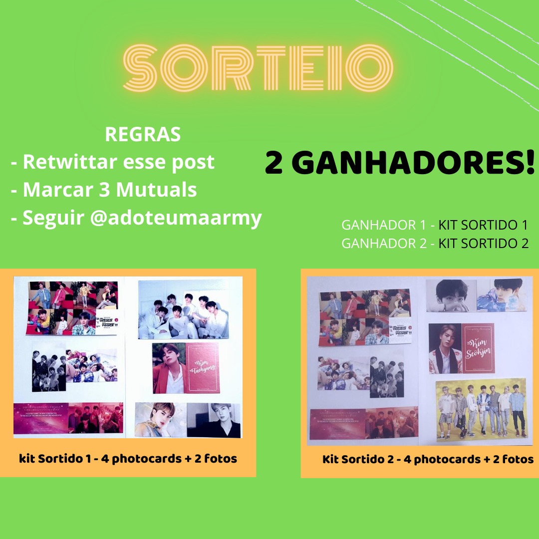 adoteumaarmy's tweet photo. 🎁┊SORTEIO #7ReasonsToHelp
Precisamos arrecadar R$ 1490,00 para que 7 instituições brasileiras sejam beneficiadas! 

REGRAS
📌 Seguir @adoteumaarmy 
📌 Dar rt
📌 Comentar "gente, conheçam essa campanha de arrecadação em nome do Bangtan" marcando 3 amigos + @BTS_twt https://t.co/w4pXeO3xnc