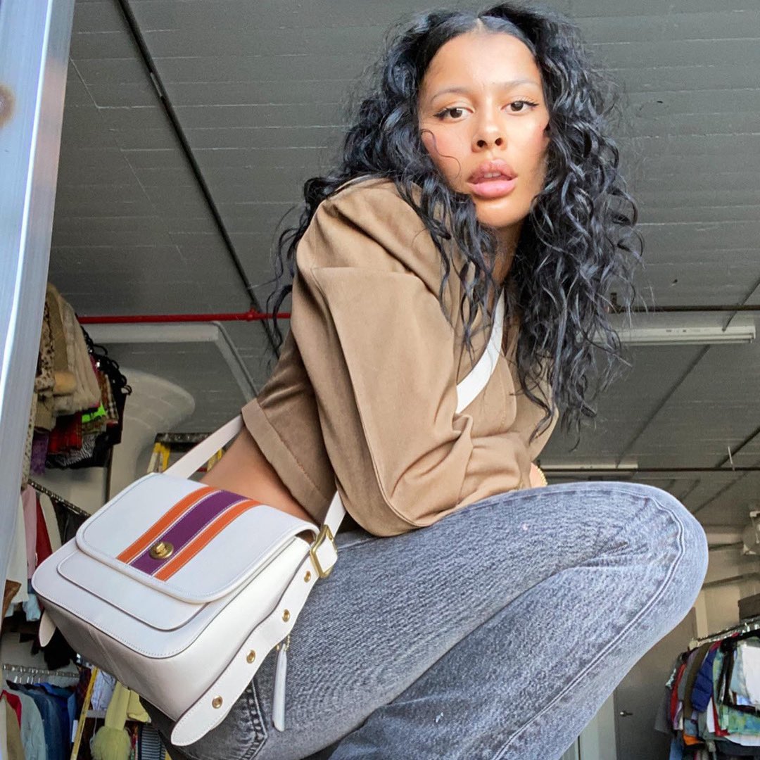 Coach's tweet photo. Take a cue from #SamiMiro, get down with a vintage-inspired bag. https://t.co/JWvYPvjuM8 #CoachNY https://t.co/VjCLznMOst