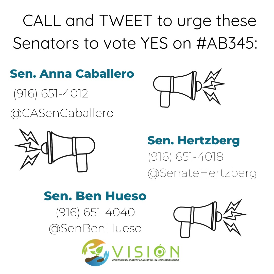 URGENT: Did you know that 5.5 mil #Californians live within a mile of an active or abandoned #oilandgas extraction site w/ majority of #health impacts being felt by #BIPOC? 
Call @SenateHertzberg at 818-901-5588 to vote #YesonAB345 TODAY

#NoDrillingWhereWereLiving #ClimateAction