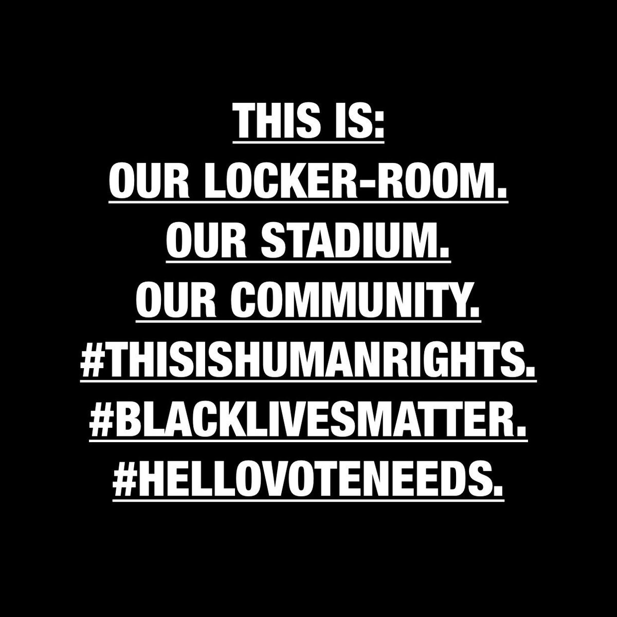 ucamenssoccer's tweet photo. We: Shall Build A Super-Majority Of 75% In Every Locker-Room, Stadium And Community... #ThisIsHumanRights. #BlackLivesMatter. 
#HelloVoteNeeds. https://t.co/EBl6FOqx5A