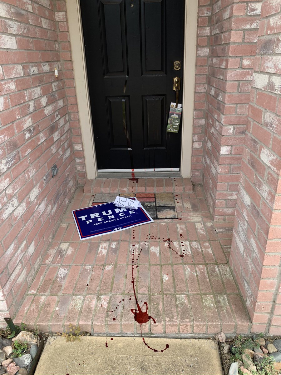 paula9035's tweet photo. My home has been vandalized twice in 3 weeks because I have a Trump sign in my yard. I picked up 10 more signs today!  This is now WAR! https://t.co/i8jHYMgW2O