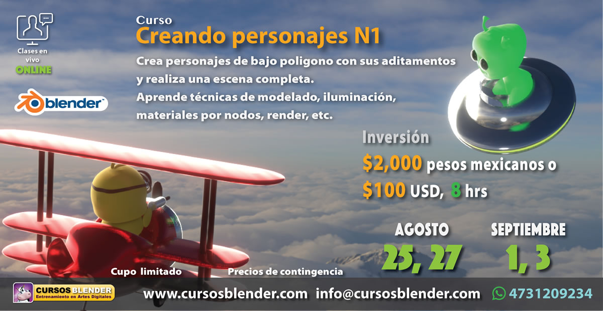 casyopea's tweet image. Nuevo curso donde crearemos personajes, naves y formaremos una escena completa, aprende y diviértete.
Clases en tiempo real donde puedes interactuar con los alumnos y profesor.
cursosblender.com/2020/08/08/cre…
#b3d #blender3d #modelado #Resiliencia #ContingenciaDivertida #3D