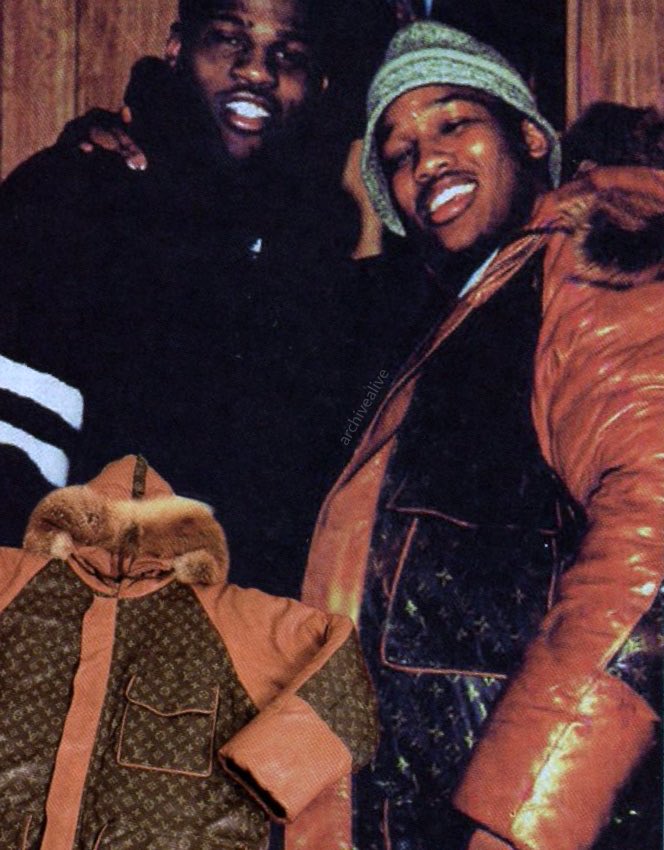 archivealive on X: Harlem Kingpins Rich Porter wearing a reversible mink  coat and Alpo Martinez in a custom LV coat by Dapper Dan   / X