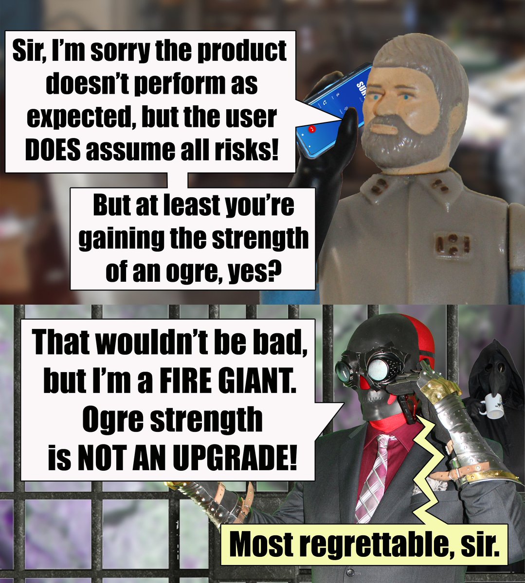 odinstooth's tweet photo. #odinstooth 
#lordbeanington 
#surtr
#customerservicespecialist 
#ihaveaproblem
#ogrestrength
#notanupgrade
#firegiantnothappy
#defectivegauntlets
#junk https://t.co/hGeLTYceHG