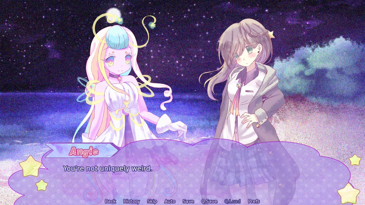 IN COLLABORATION WITH <a href="/bitter_aishin/">Aishin</a>... PRESENTING

🌊🛸A Wave of Lights!🛸🌊

In a quiet, seaside town, Hannah spends her days asleep and her nights walking the beach. It's all the same, that is, until a cute alien has a crash landing!

tabbbywright.itch.io/awol
#renpy #vndev