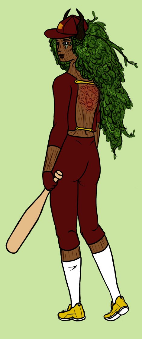 dyogenesis's tweet photo. I drew Paula Violence, new batter for the Tigers! Sadly Landry was incinerated, giving his last host here freedom as she joined out team. #RestInViolence Landry, you'll always be in our hearts. Never Look Back. 🐅 #blaseball https://t.co/Bjj5hF5gPt https://t.co/d5uC6Y78js