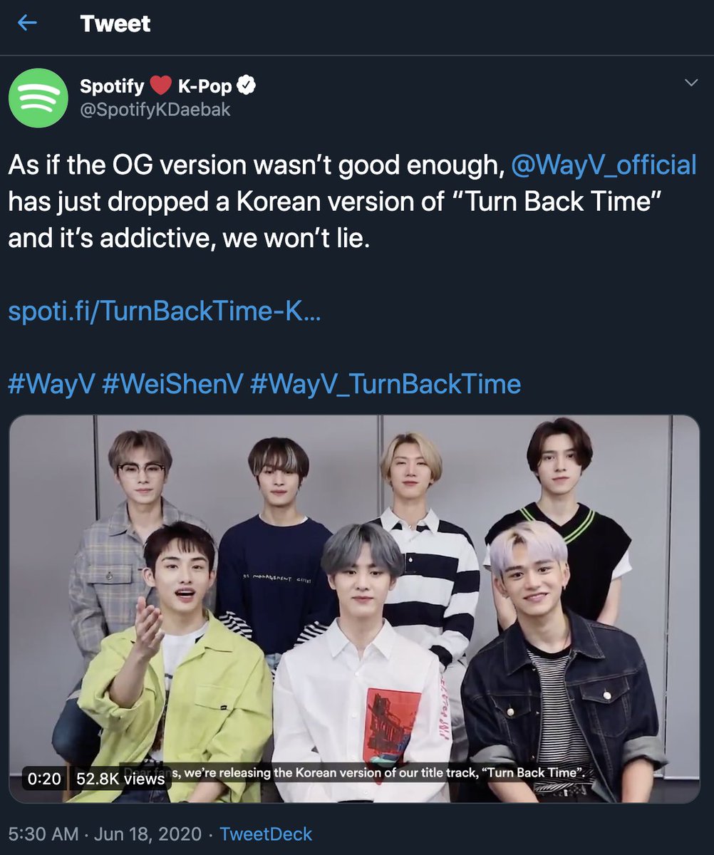 and global market, then later with NCT. Meaning they would be in both markets simultaneously, given the members are so diverse and speak several languages. If global streaming apps like YT and Spotify isn’t a priority for WayV, why has SM listed their music there?