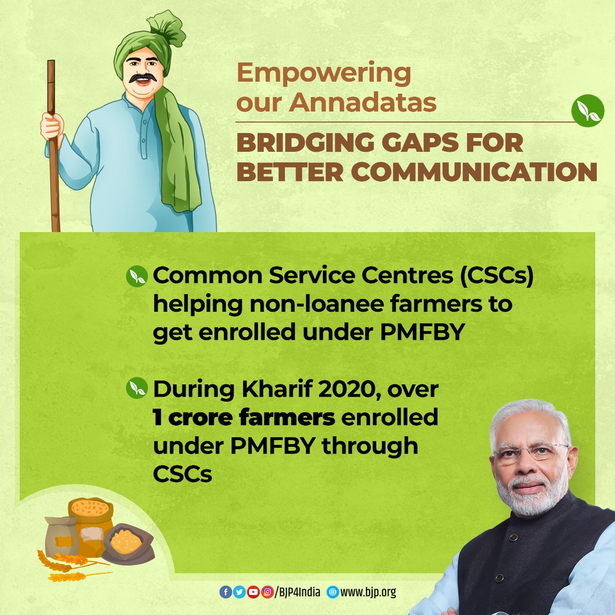 Agriculture will play the defining role in shaping a self reliant India. Multiple initiatives aimed at protecting &amp; empowering our farmers is not only strengthening our rural economy but providing farmers opportunities to script their own stories of success.
#AatmaNirbharKrishi