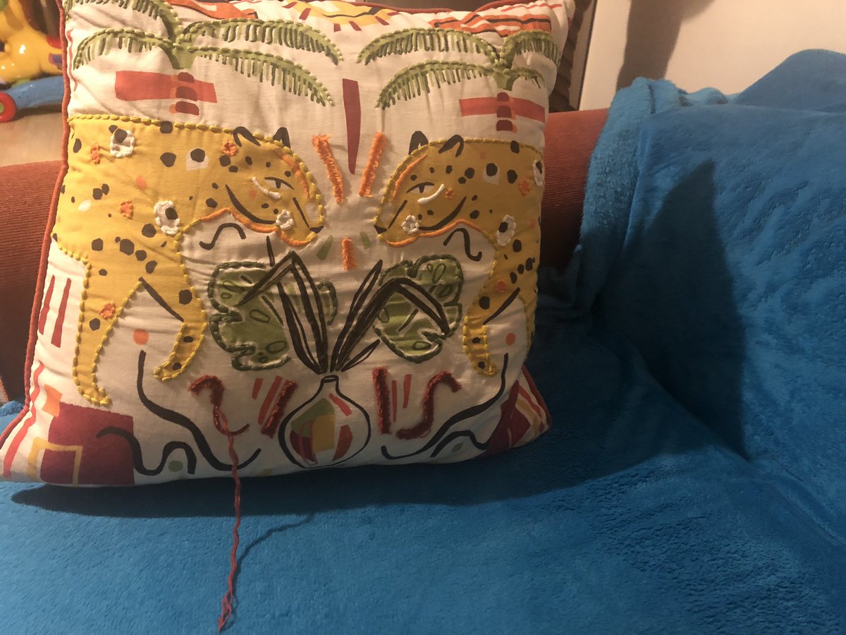 Si_Campbell's tweet photo. @marksandspencer £25 cushion, 5 days sat on our sofa, wear&amp; tear? poor quality? Kmt M&amp;S🙄☹️😡 m’a get cushion aggy-flex. Twitter, u decide https://t.co/QXbeNlo0o7