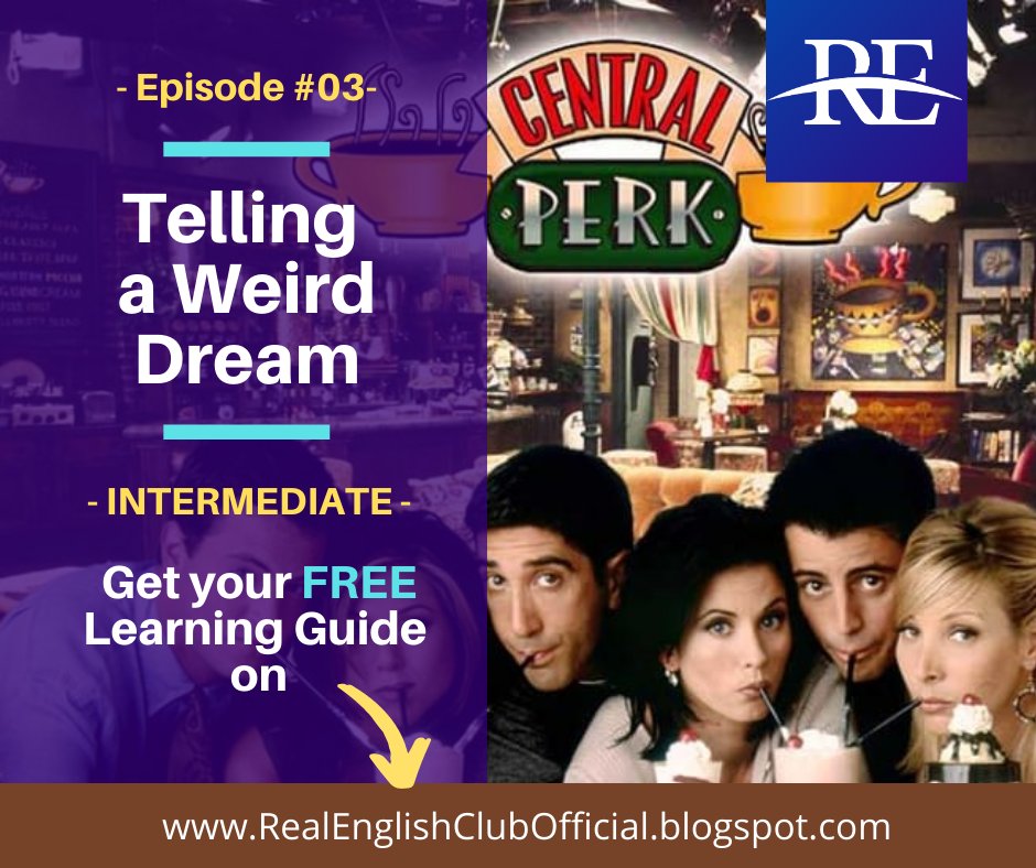 R_EnglishClub's tweet photo. Have you ever had a strange dream? 🤪 In today’s lesson we’ll listen to Chandler from Friends and learn a lot through this funny conversation. Enjoy! 🤩

Listen to us on Spotify:
https://t.co/FQgtzLxOBS

Get your FREE Learning Guide on: 🤩
https://t.co/4eE0JezmHn https://t.co/InWcj4NZyk