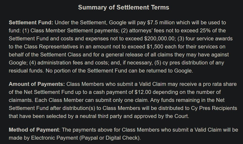 MansourTreehous's tweet image. I just received this email from google itself.

I am definitely choosing option 1: Submit a Claim Form to Be Eligible for a Cash Payment

You should as well

#ddpForAll @ddpforall
