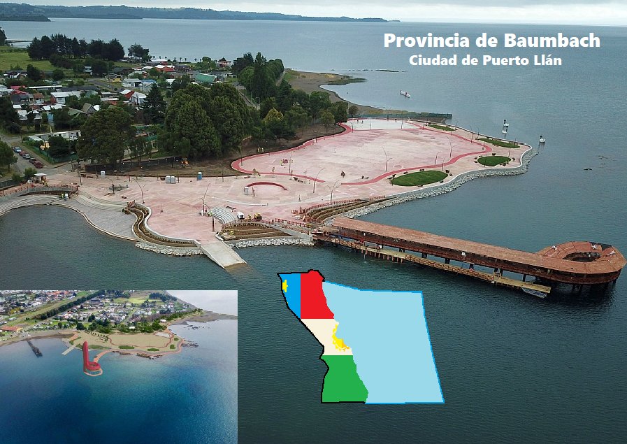 Vista de la ciudad de Puerto Llán de la plaza de O´Mallay- Provincia de Baumbach de Gugutanea inaugurada en 2019