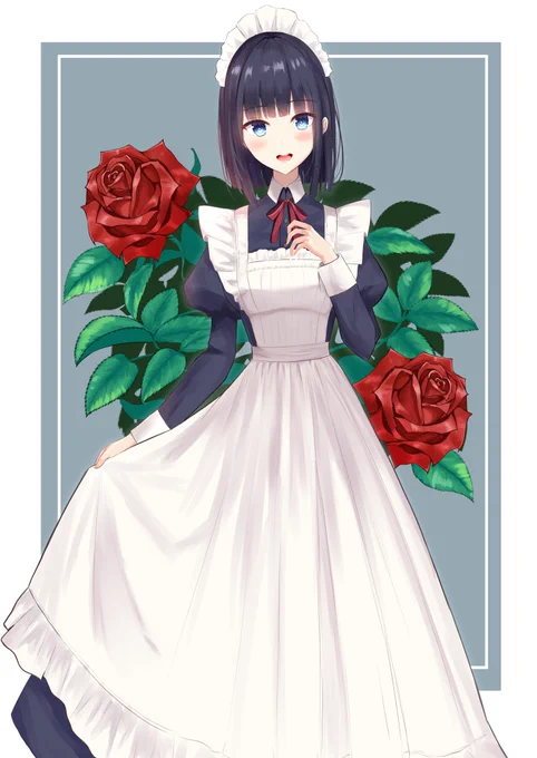 メイドさんと薔薇 