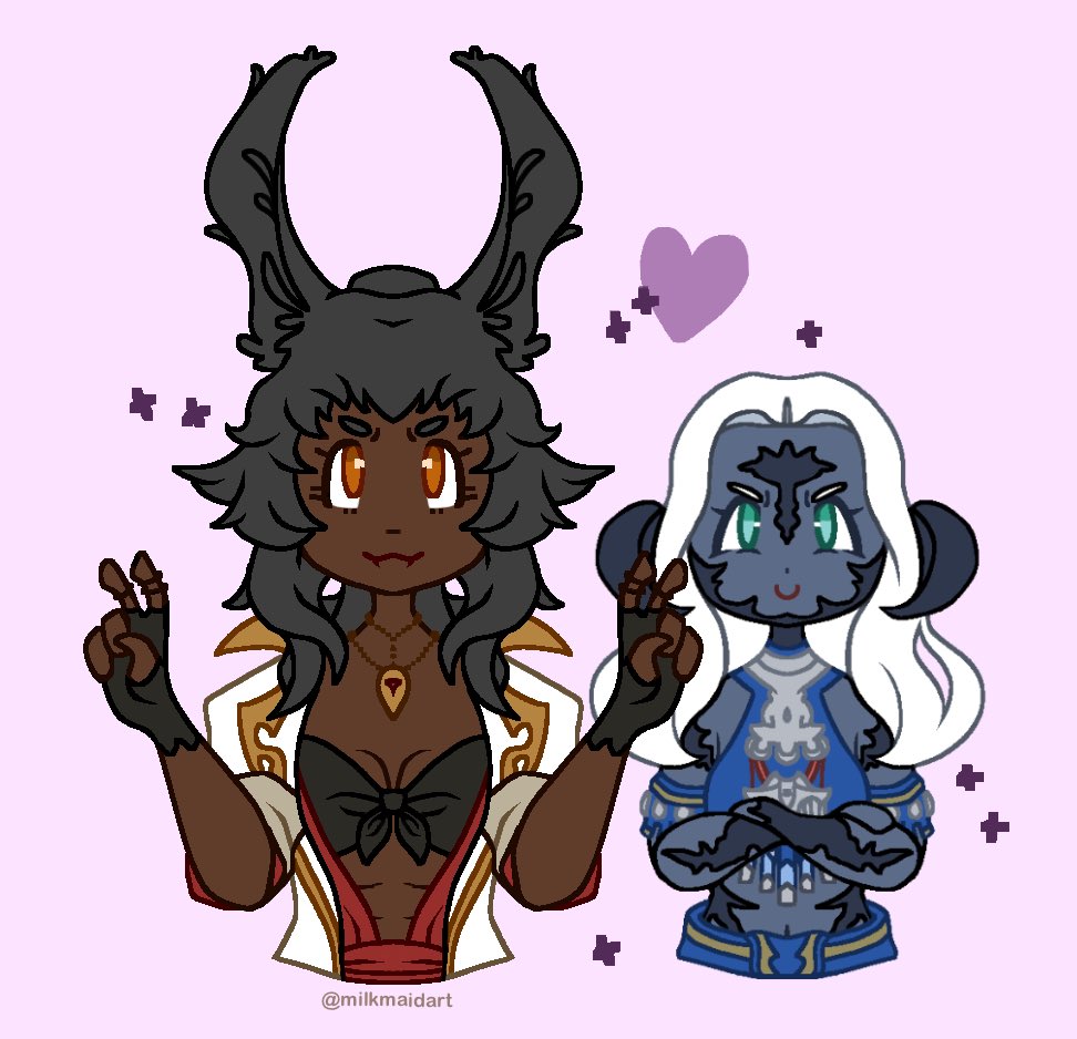 centaurware's tweet image. 💘 some ffxiv cuties for @JangleArt! sadu and vensylle 💘 #viera #aura