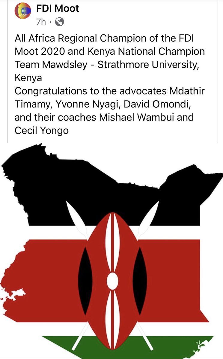 JoleneHansell's tweet photo. Huge congrats to @StrathmoreLaw, champions of the #FDImoot 2020 Africa Regional Rounds🥇 

I had the pleasure of judging this team during the preliminary rounds: impressive advocacy &amp; understanding of the facts &amp; law.

Best of luck at the Global Rounds in November! https://t.co/15FCC9Sq9W