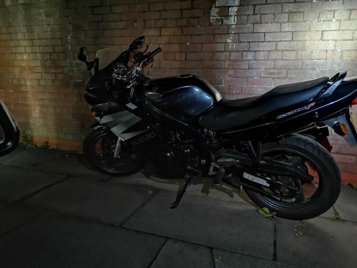 MerPolTraffic's tweet photo. A #barrelled Suzuki GS500F has been located and recovered from the #Kirkdale area as suspected stolen. If its yours, get in touch, log 0146 refers. #OpBrookdale https://t.co/uVByrTrEiq