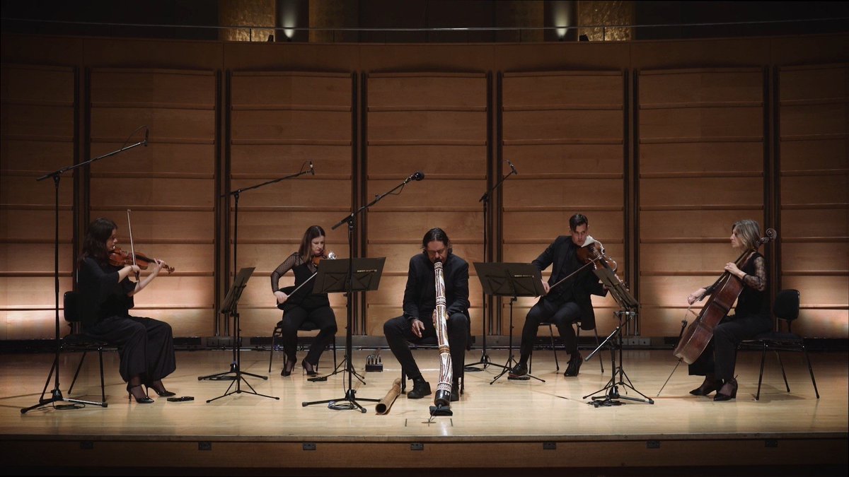 Out now! Watch two incredible pieces for string quartet and didgeridoo, performed with @didgefusion #WilliamBarton. 📹 sydneysymphony.com/watch