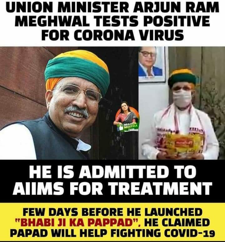 HaridasKishore's tweet photo. #BhabijiKaPappad is for slum - dwellers along with #coronil. AIIMS is for upper class elites like those who launch #pappad, #pickle, #chips and all..... https://t.co/k3bvIuj6Yf