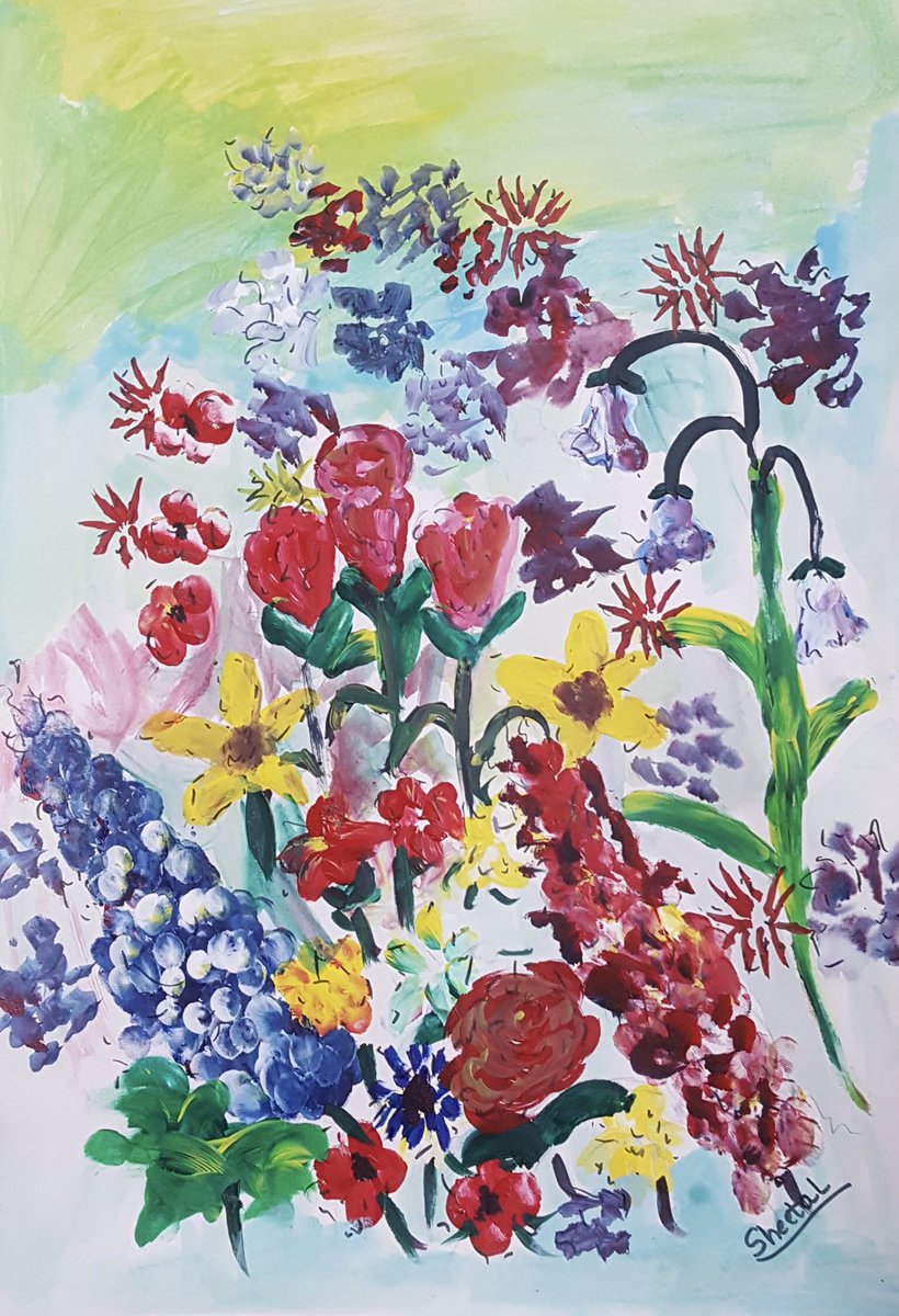 SheetalArtz's tweet photo. Title: Flowers Medium: Acrylic Colour. #sheetalartz #abstractart #floralart #acrylicpainting @dianadep1 @Rebeka80721106 https://t.co/VPyxHNhxOk