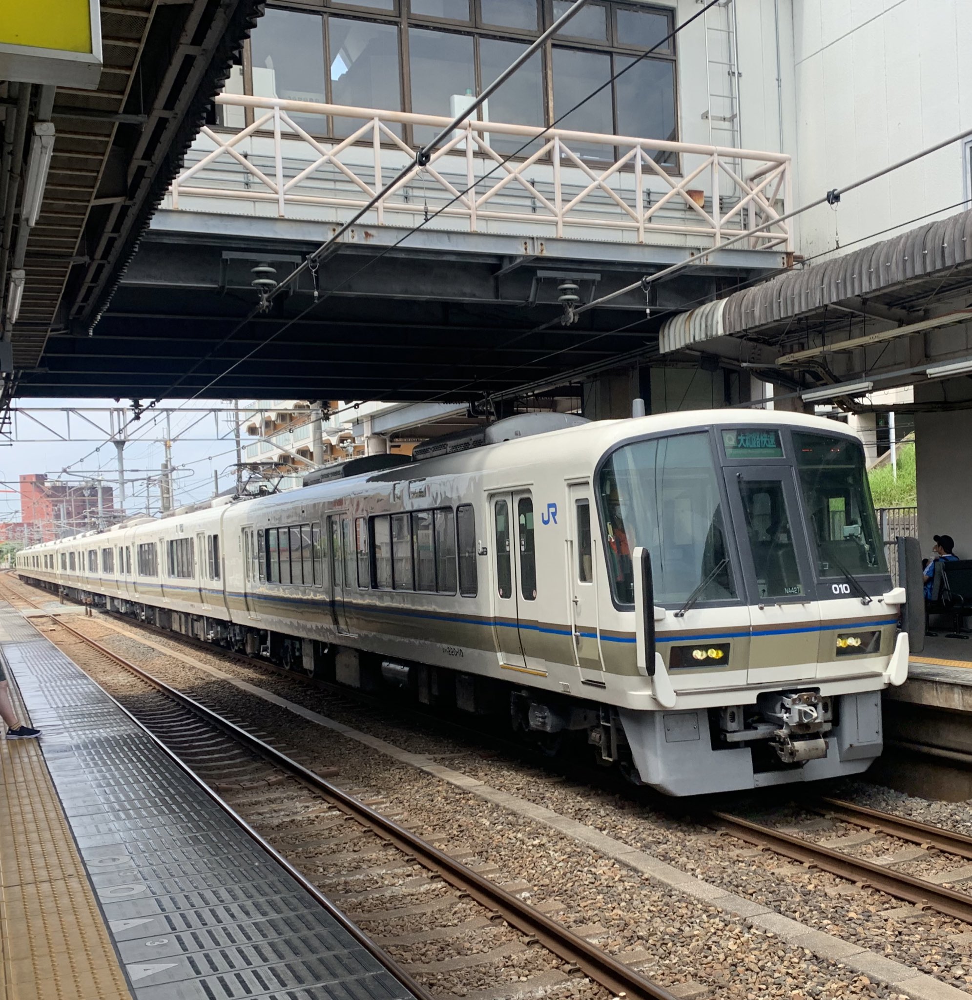 古色　大和路 桜満開の河内堅上でJR大和路線平日朝ラッシュ時ダイヤ撮影2～221