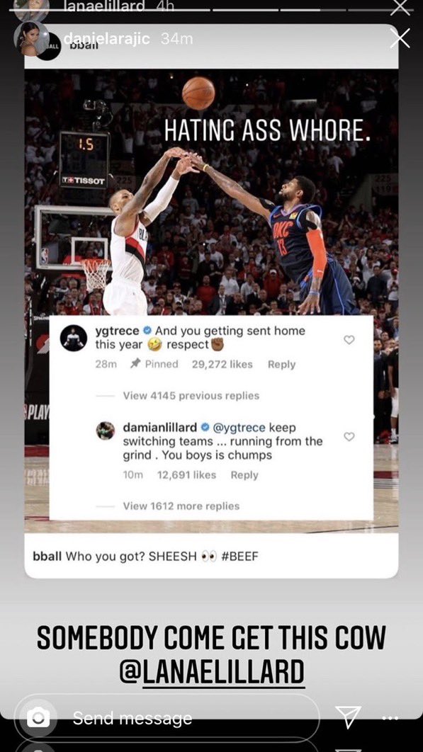 Paul George’s girl and Dame’s sister going at it on Instagram 🤯