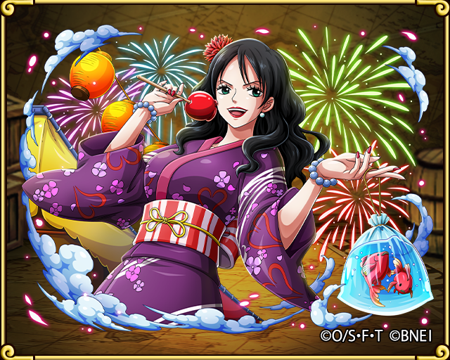 One Piece トレジャークルーズ スゴフェス予告 8 10 12 00より 絆決戦スゴフェス ピックアップタイプ祭 を開催予定 浴衣姿の美女 アルビダ が新登場 おや この飴 バギーの鼻にそっくりじゃないか 詳細はアプリ内おしらせをチェック